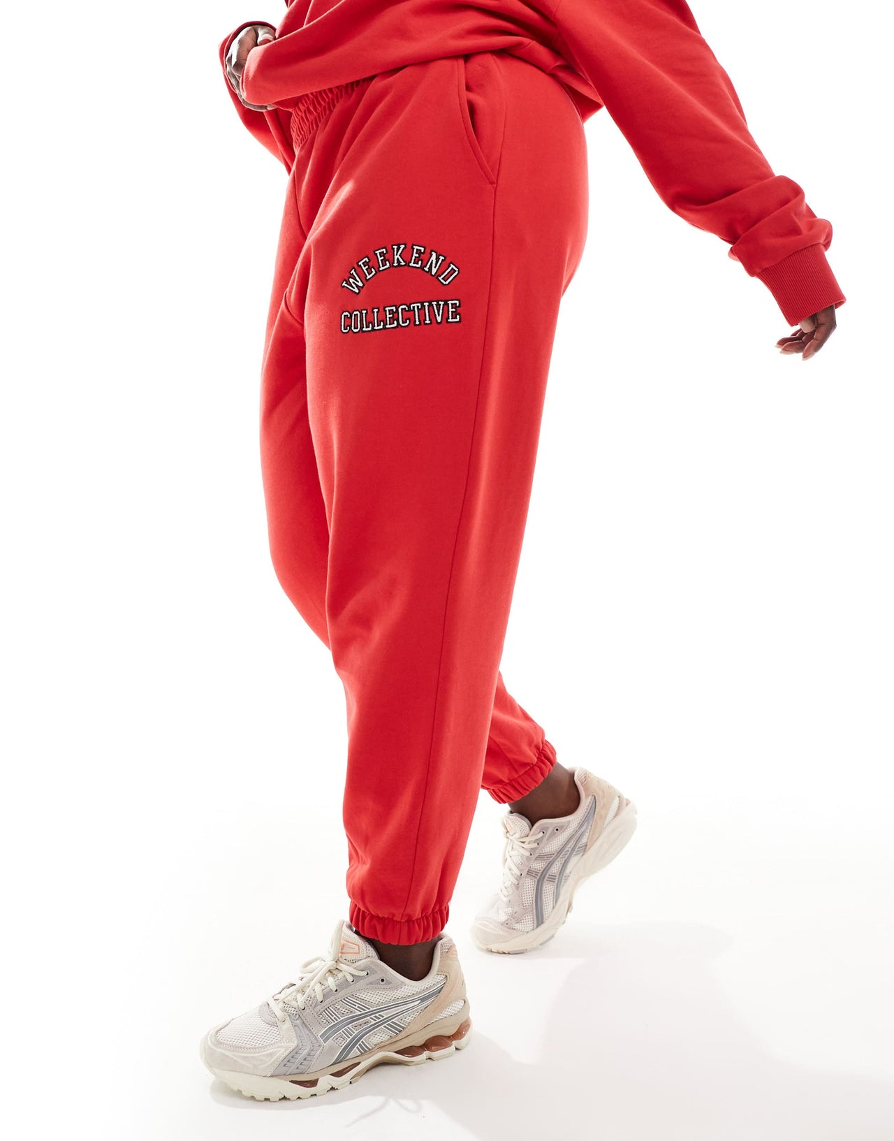 Weekend Collective Curve co-ord varsity oversized jogger in red
