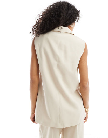 Vero Moda longline waistcoat co-ord in cream