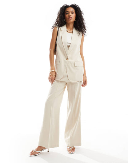 Vero Moda longline waistcoat co-ord in cream
