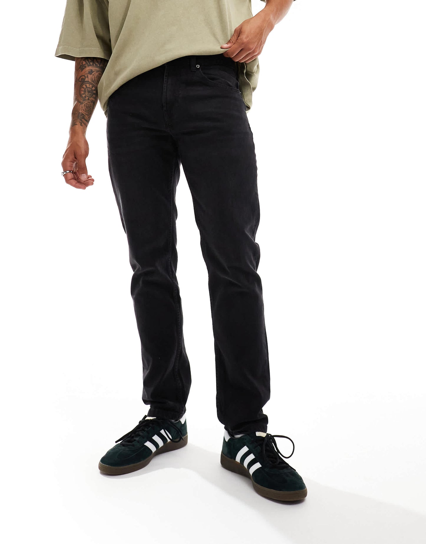 Pull&Bear straight fit jeans in washed black