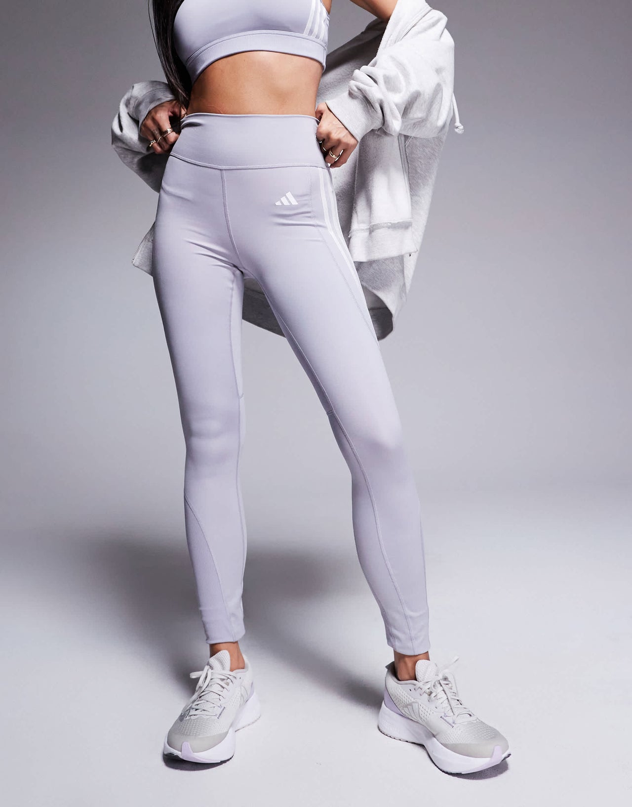 adidas Training Essentials leggings with phone pocket in grey