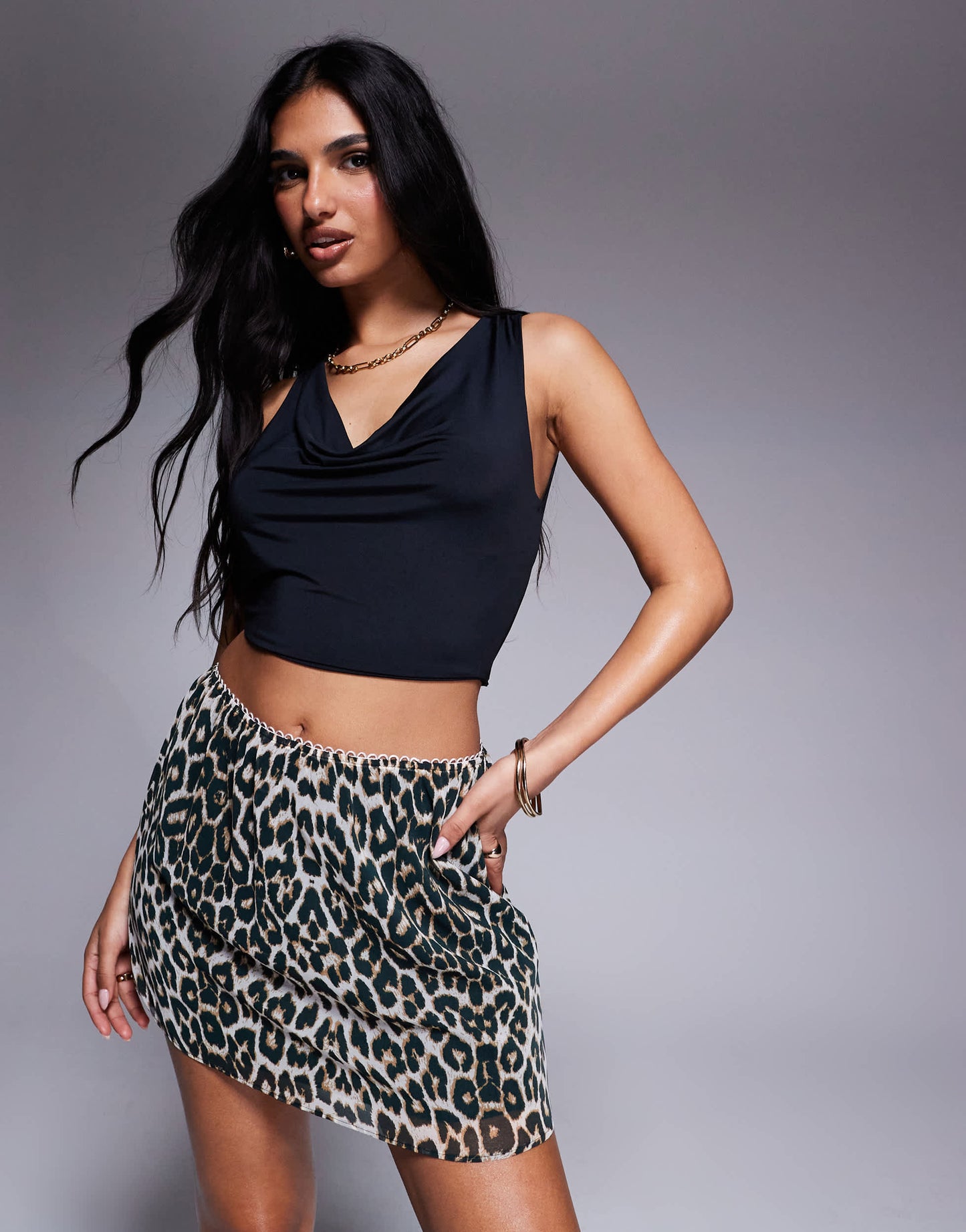 ASOS DESIGN cowl neck backless top in black
