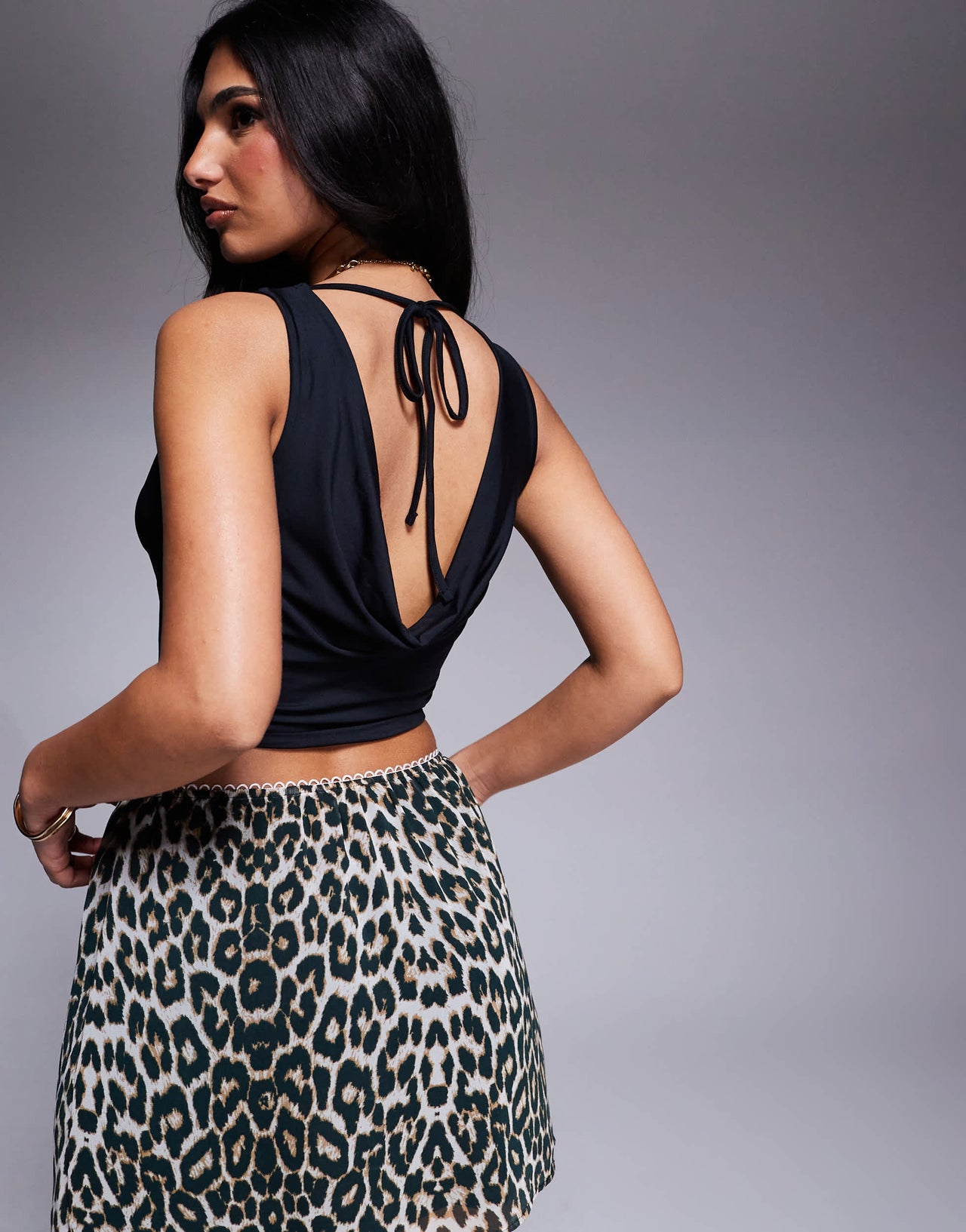 ASOS DESIGN cowl neck backless top in black
