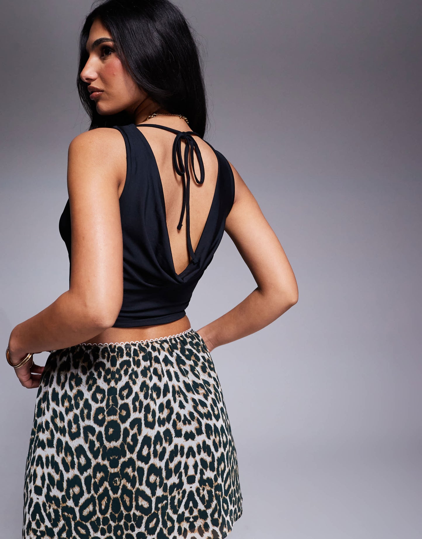 ASOS DESIGN cowl neck backless top in black