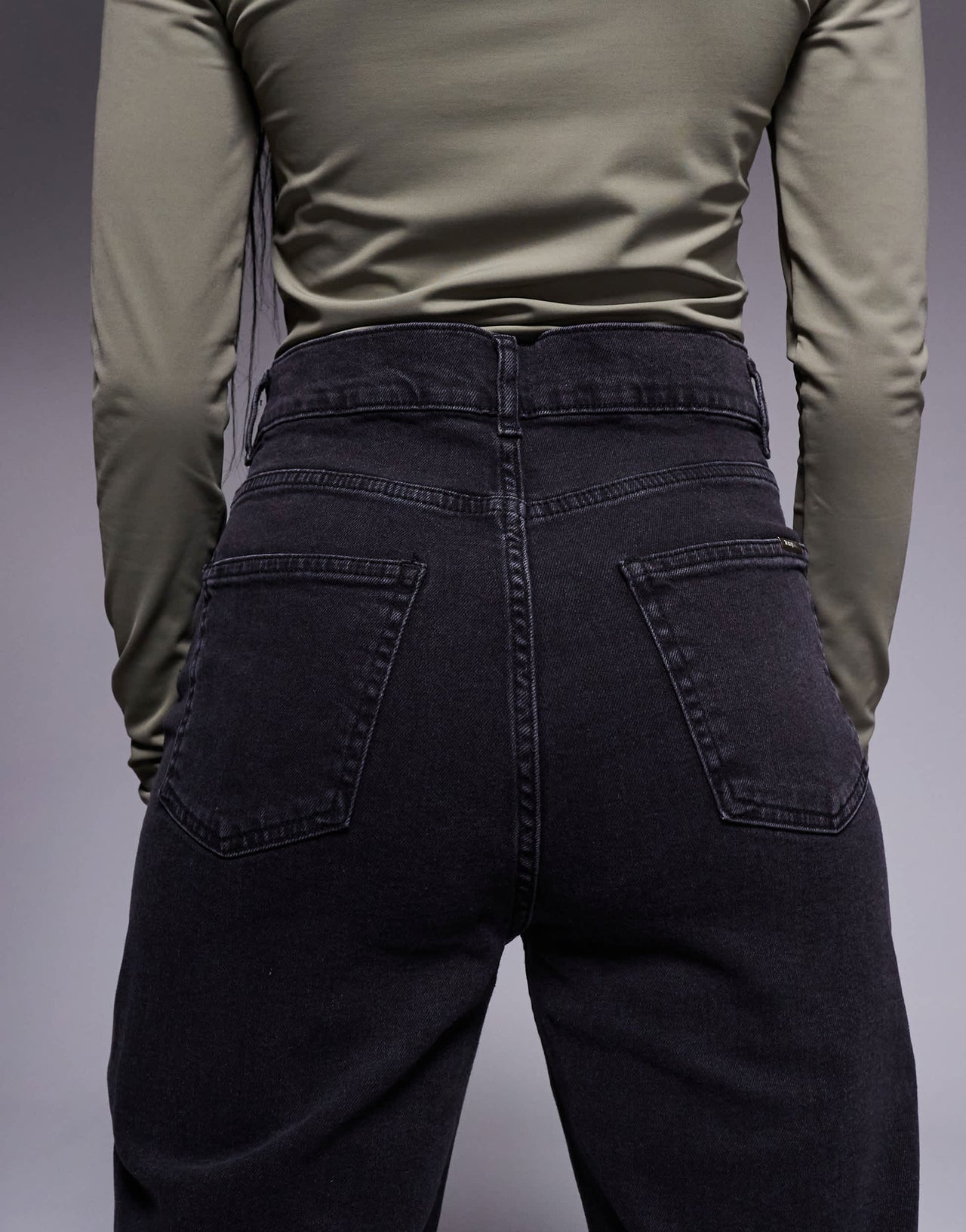 Sixth June relaxed low waist denim jean with frayed hem in black