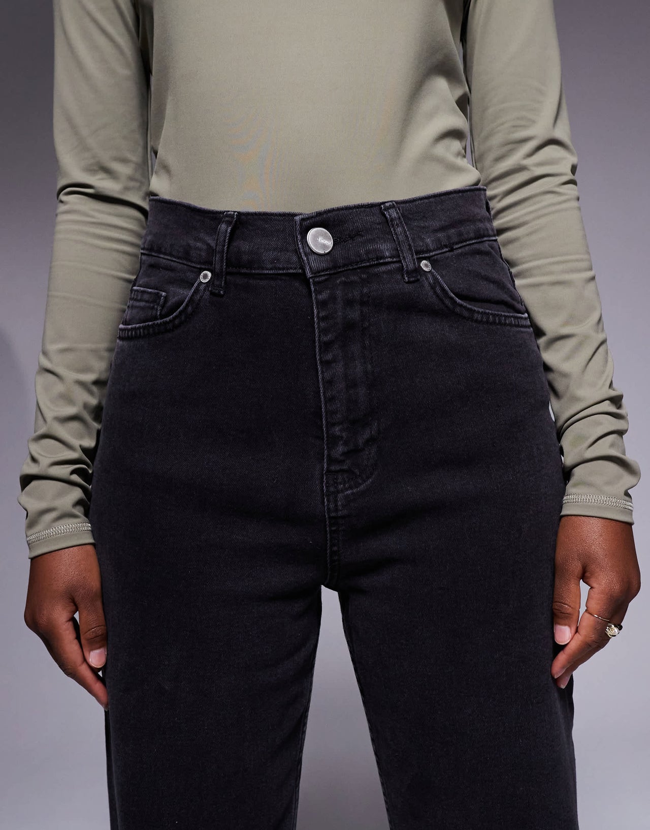 Sixth June relaxed low waist denim jean with frayed hem in black