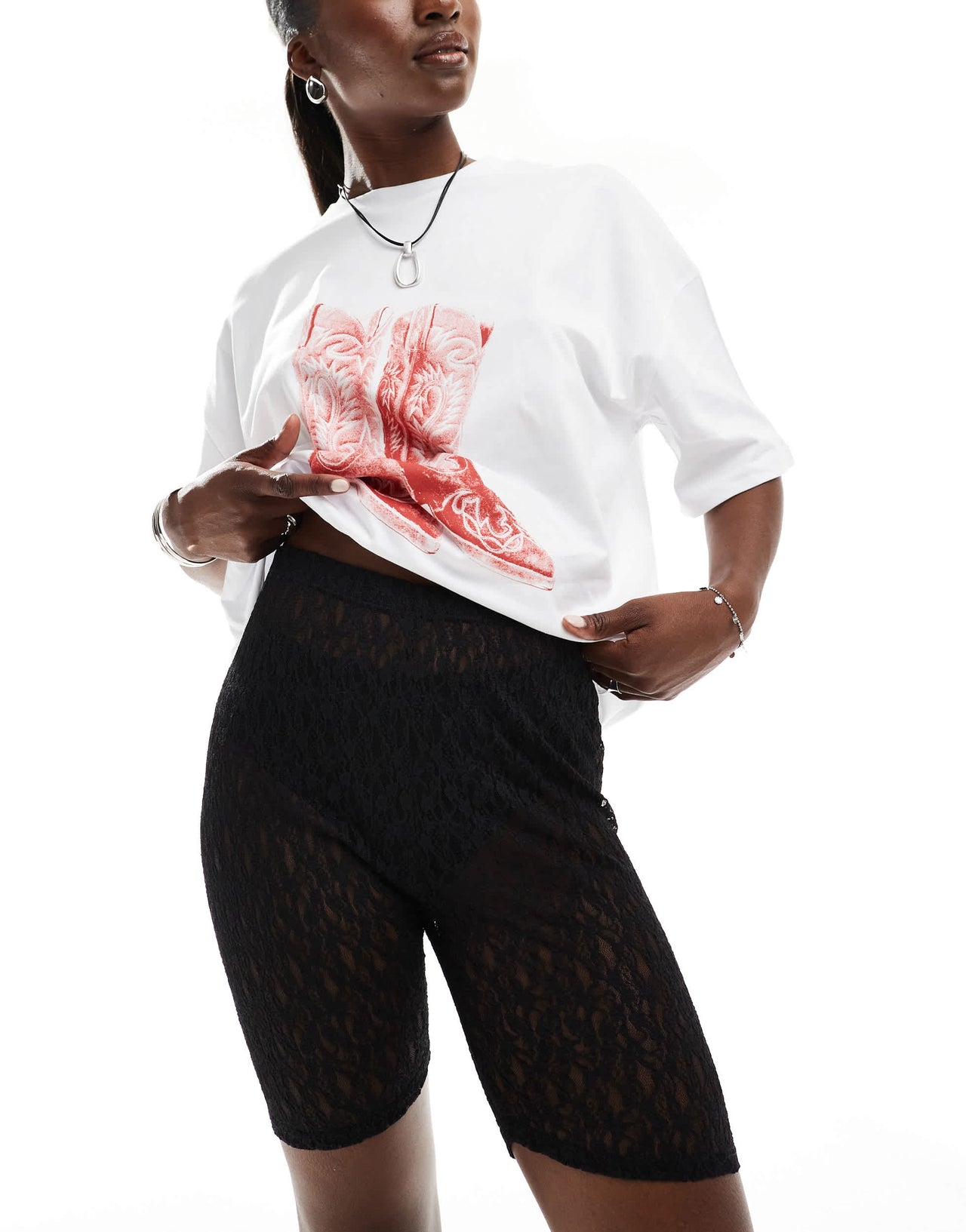 ASOS DESIGN lace legging short in black