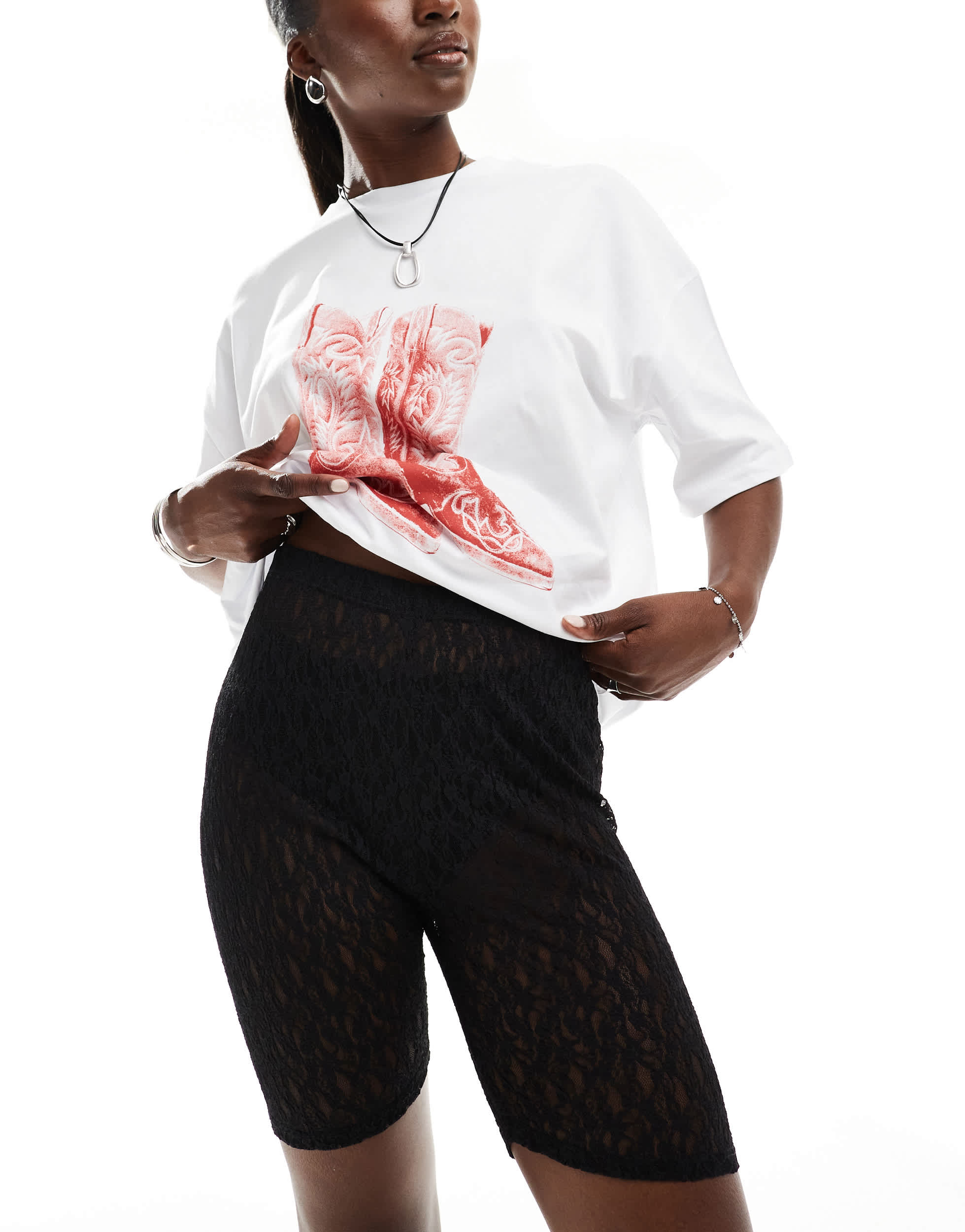 ASOS DESIGN lace legging short in black