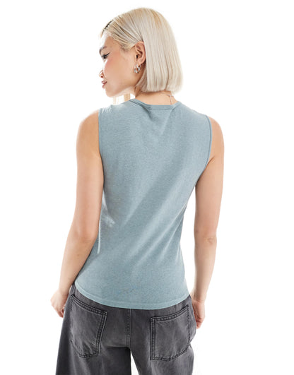 Weekday linen blend tank top in dusty green