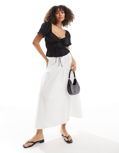 ASOS DESIGN puff sleeve top in black