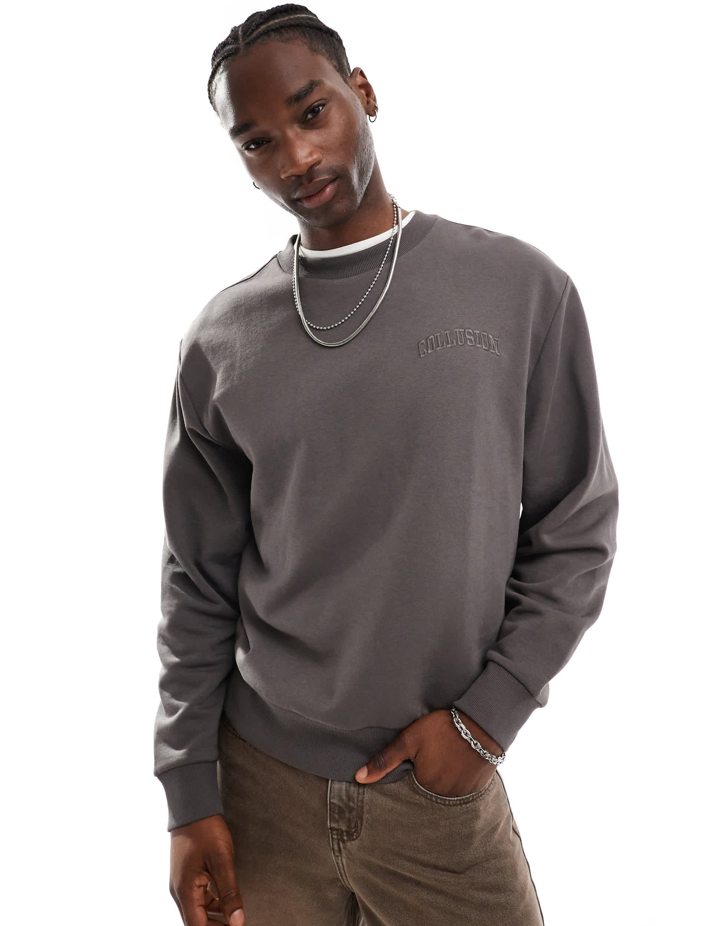COLLUSION sweatshirt in charcoal