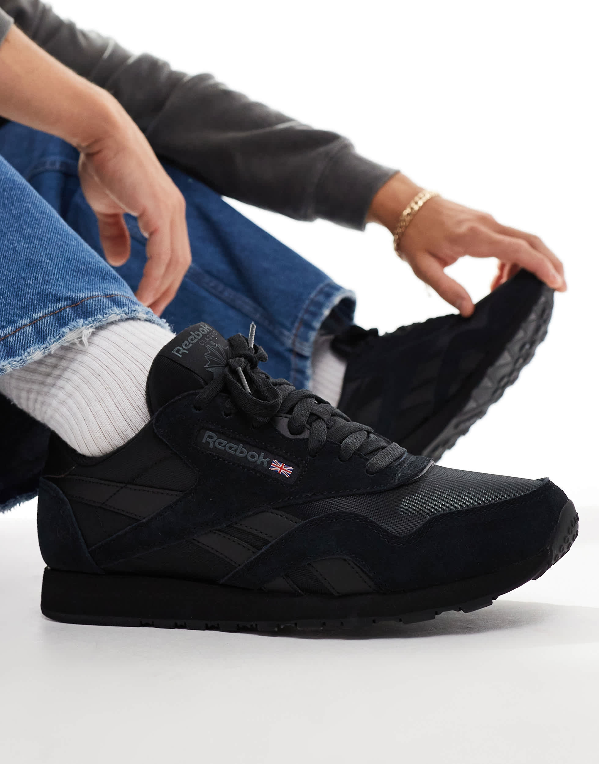 Reebok Classic Nylon trainers in black
