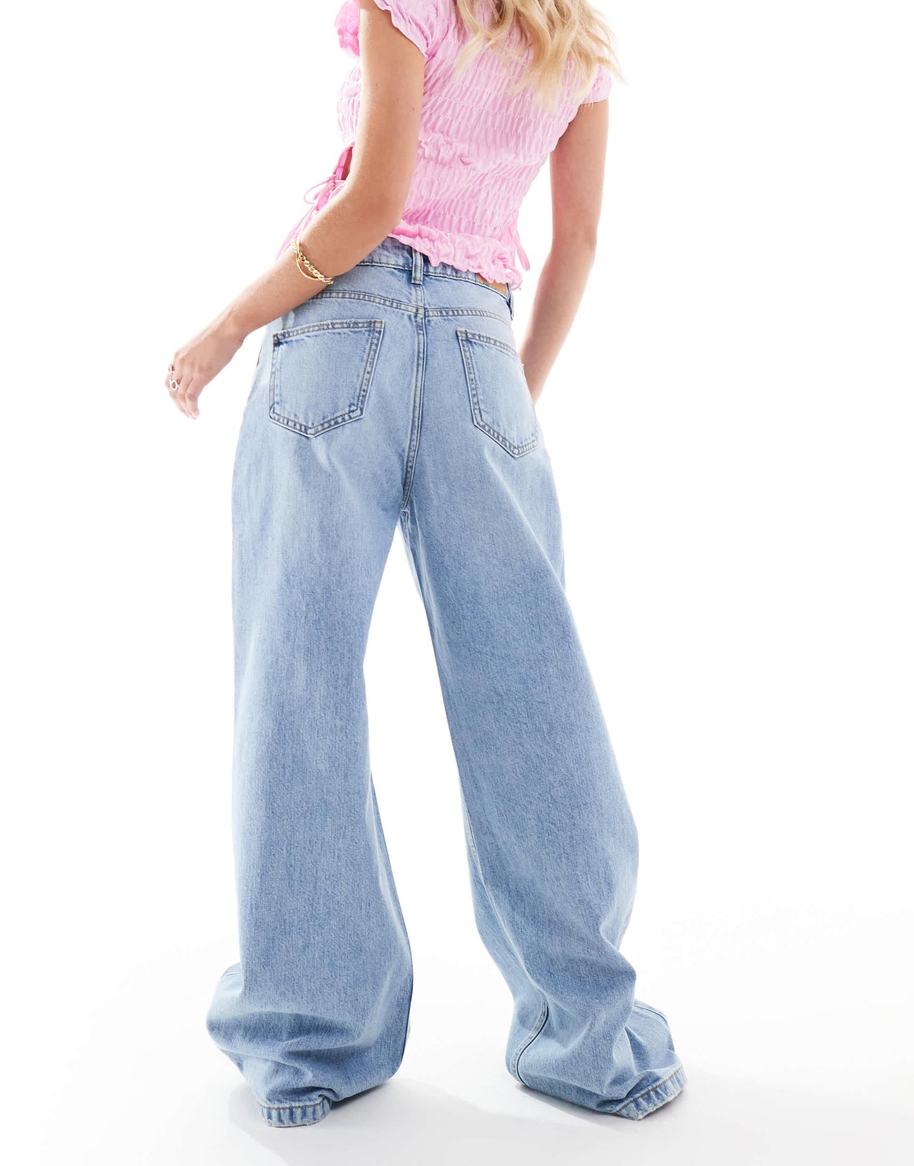 Stradivarius Teen STR baggy jean in light blue