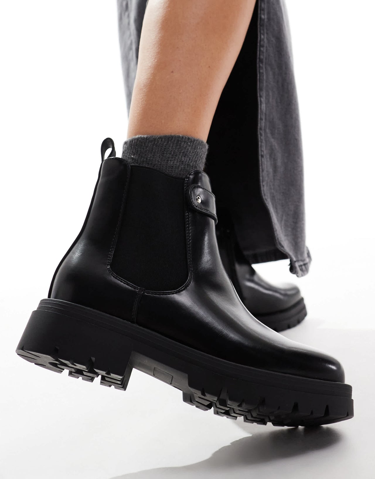 Glamorous Wide Fit chunky chelsea boots in black
