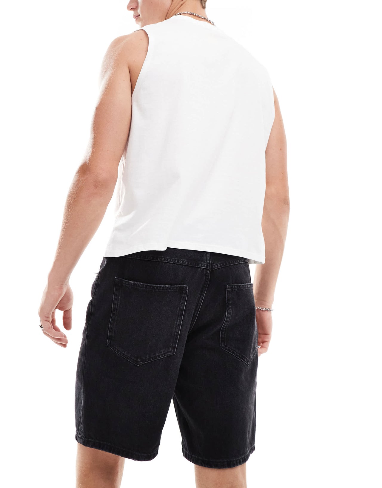 Pull&Bear denim shorts in washed black
