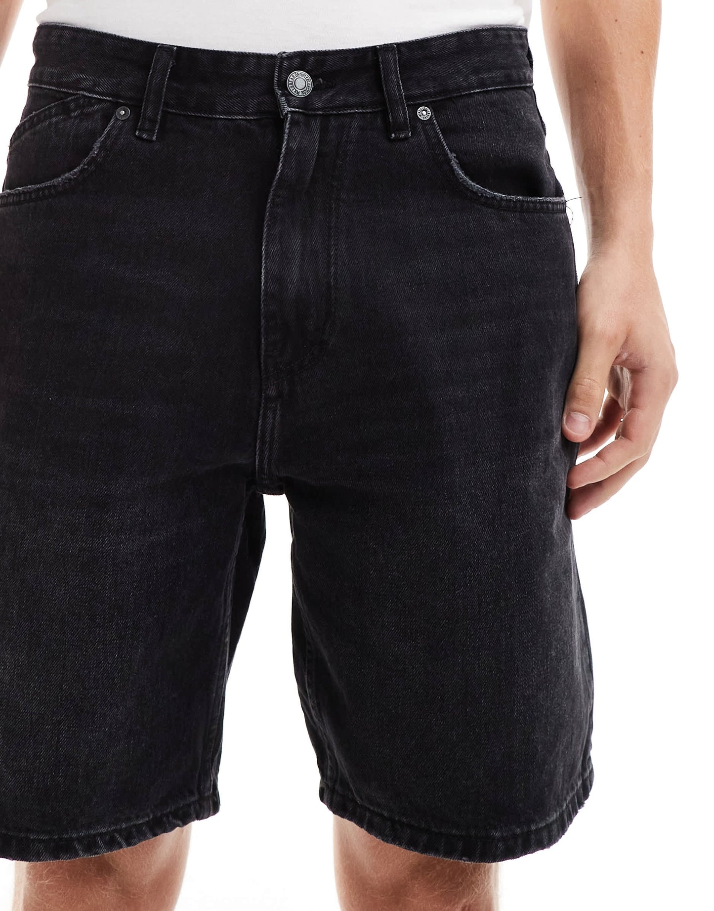 Pull&Bear denim shorts in washed black
