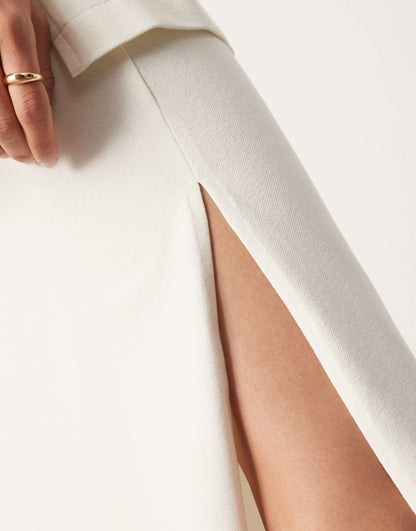 ASOS EDITION premium textured jersey maxi skirt co-ord with side split in coconut