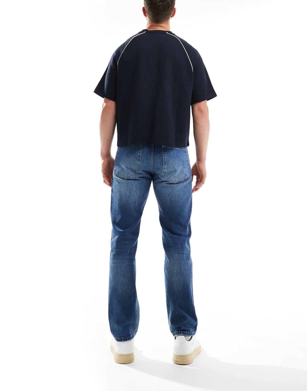 Pull&Bear straight vintage jeans in mid blue