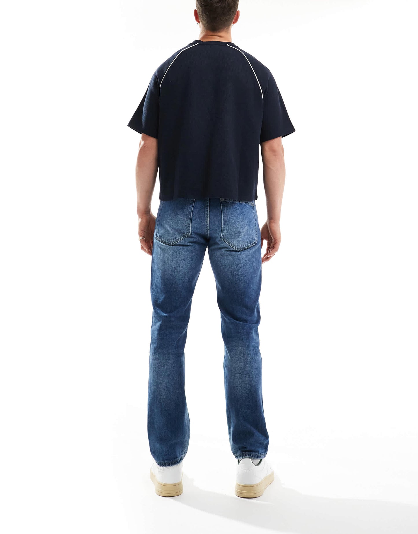 Pull&Bear straight vintage jeans in mid blue