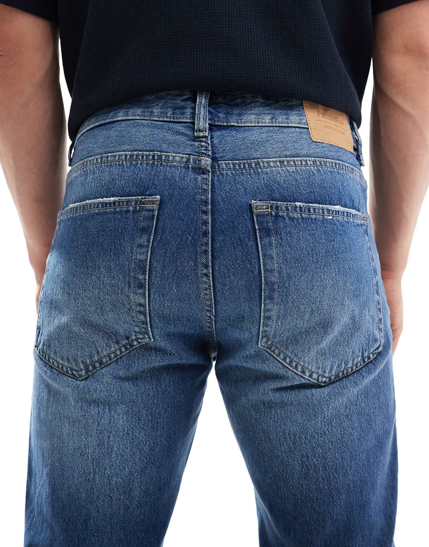 Pull&Bear straight vintage jeans in mid blue