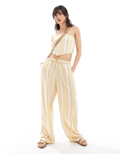 Nobody's Child Sunny bandeau top co-ord in yellow stripe