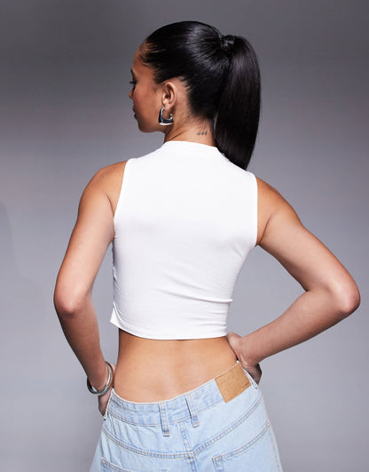 ASOS DESIGN tank with front ruching in white