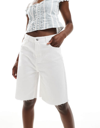 Pimkie longline denim jorts in white