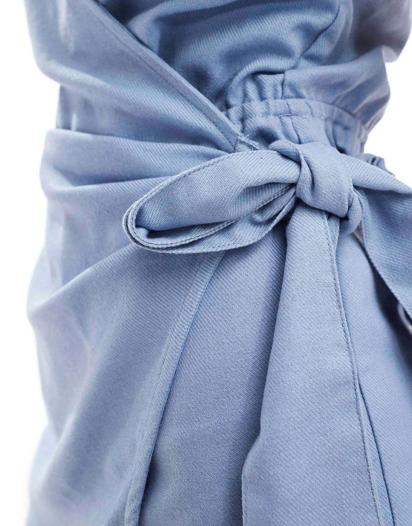 Pimkie linen blend mix wrap front skort playsuit in blue