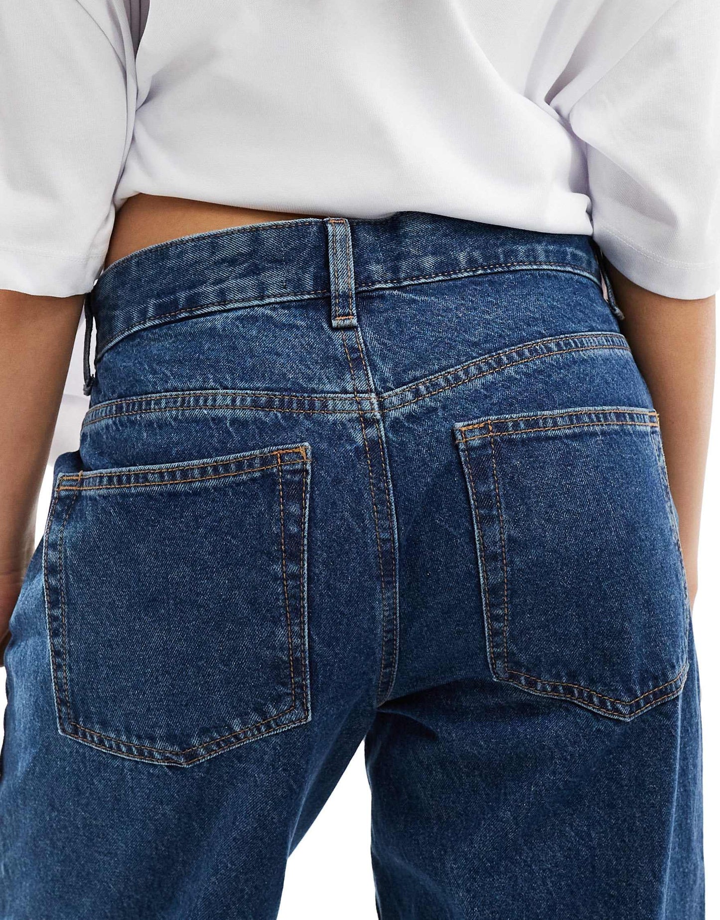 ASOS DESIGN turn up hem  baggy  jeans in mid blue