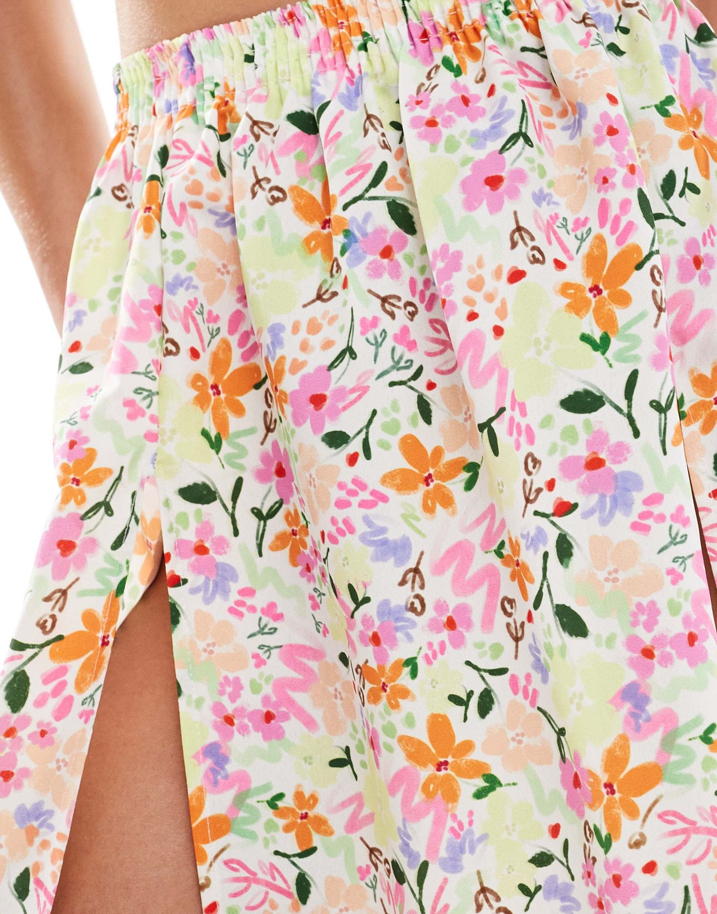 ASOS DESIGN maxi beach skirt co-ord in scribble floral print