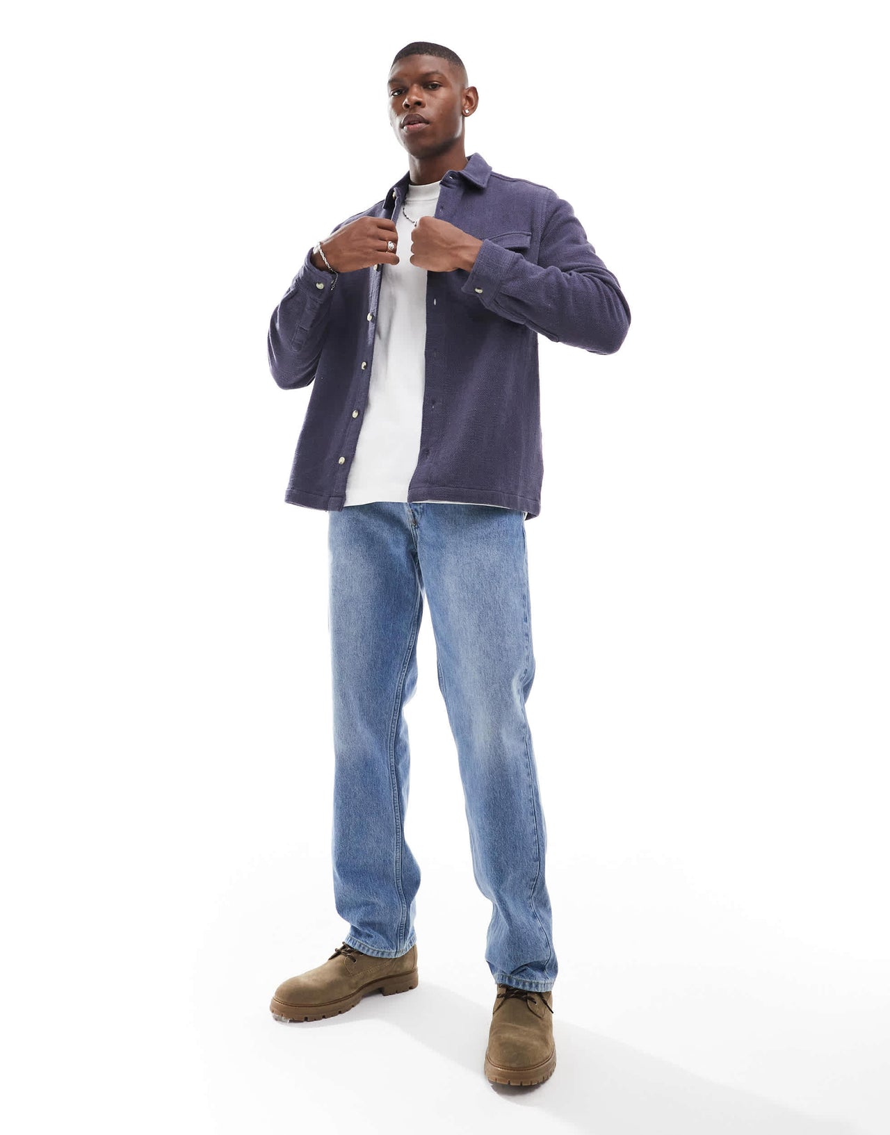 ASOS DESIGN overshirt in dark navy