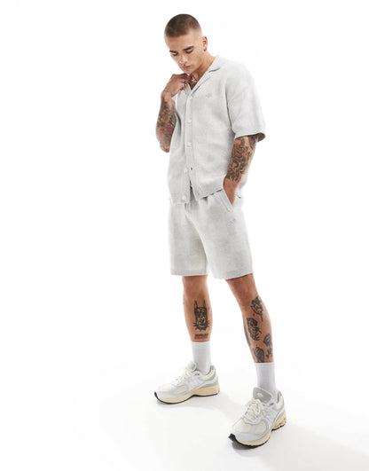 The Couture Club co-ord knitted checkerboard shorts in grey