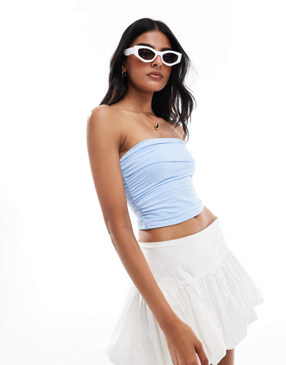 Hollister ruched seamless tube top in light blue