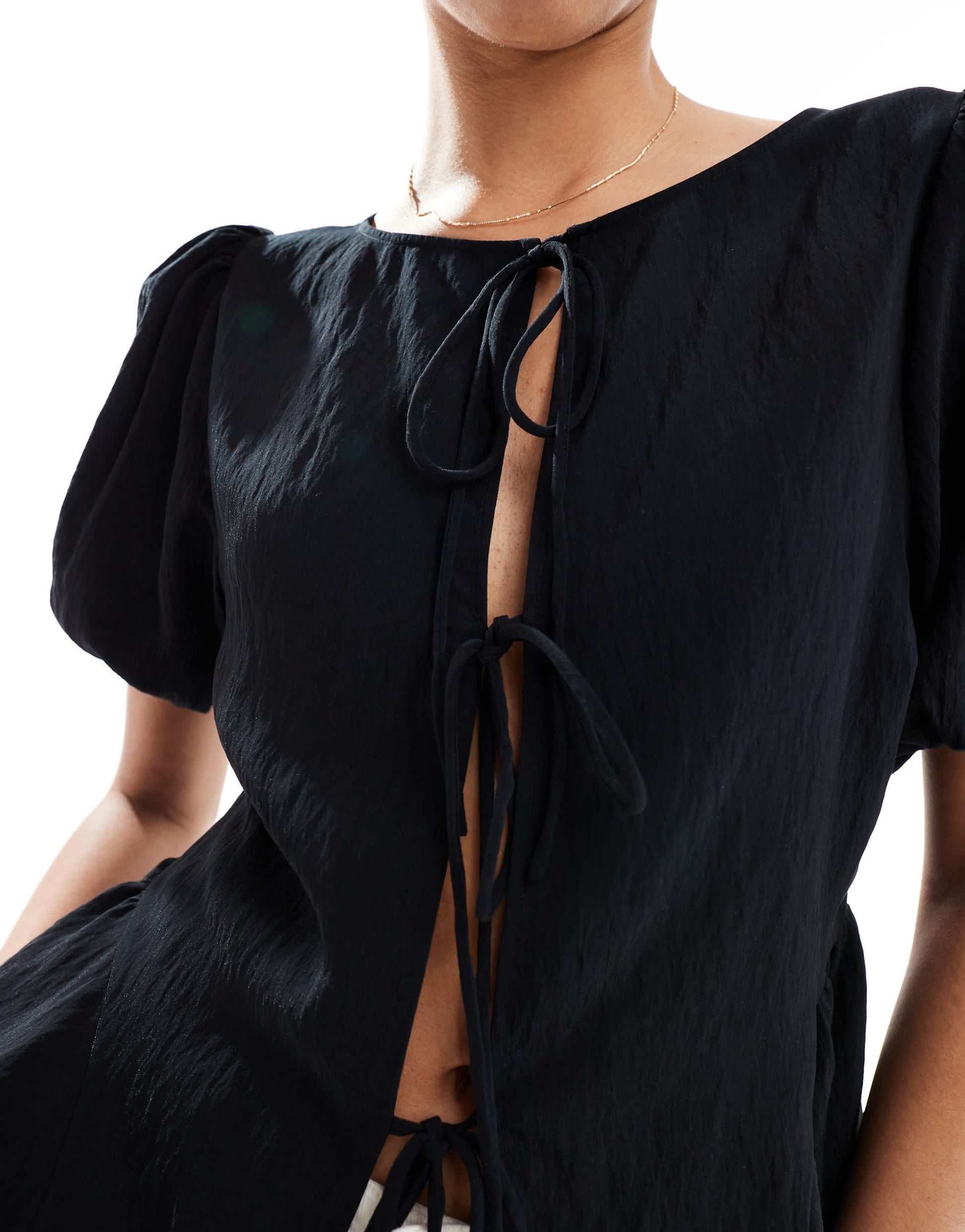 ASOS DESIGN multi-functional puff sleeve blouse in black – ASOS