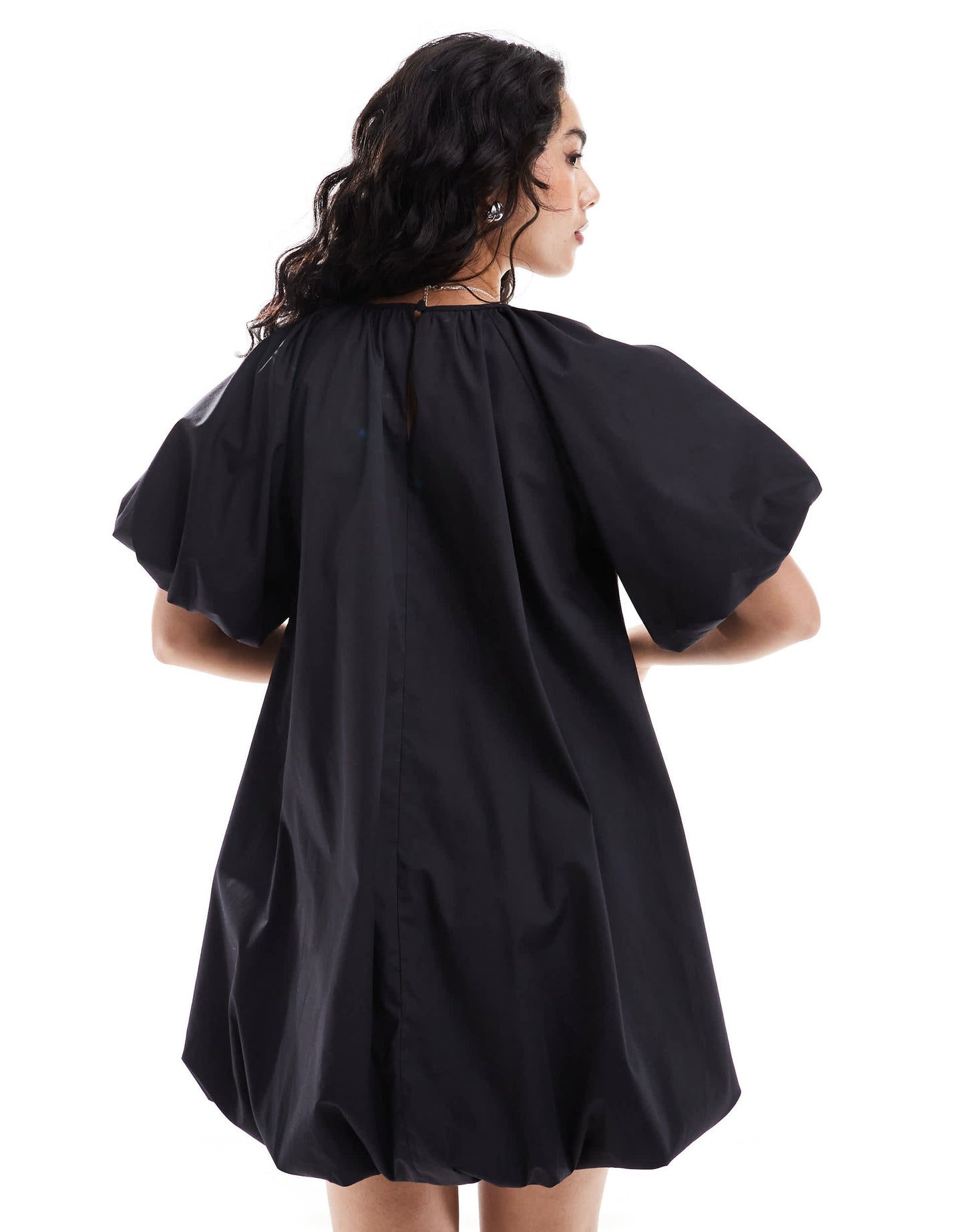 ASOS DESIGN puffball smock mini dress in black