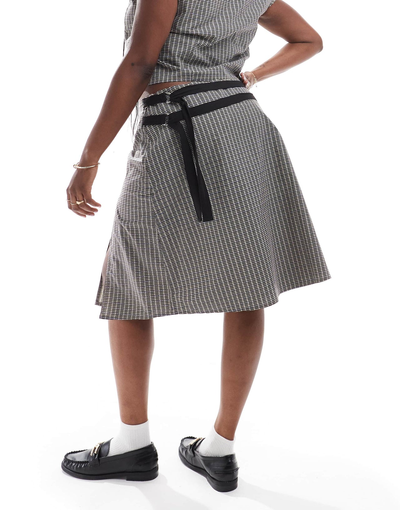 COLLUSION Plus wrap midi skirt co ord in check