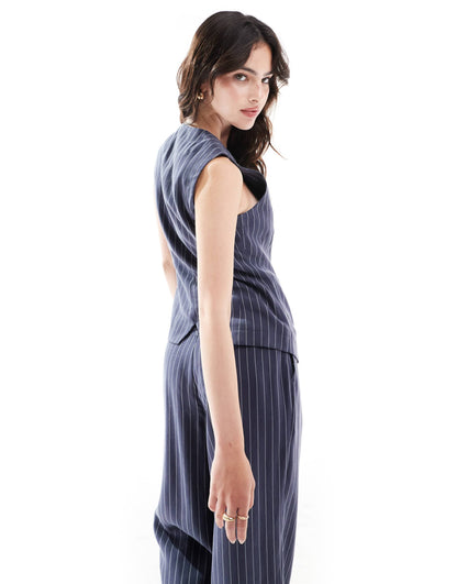 Whistles pinstripe waistcoat in navy co-ord