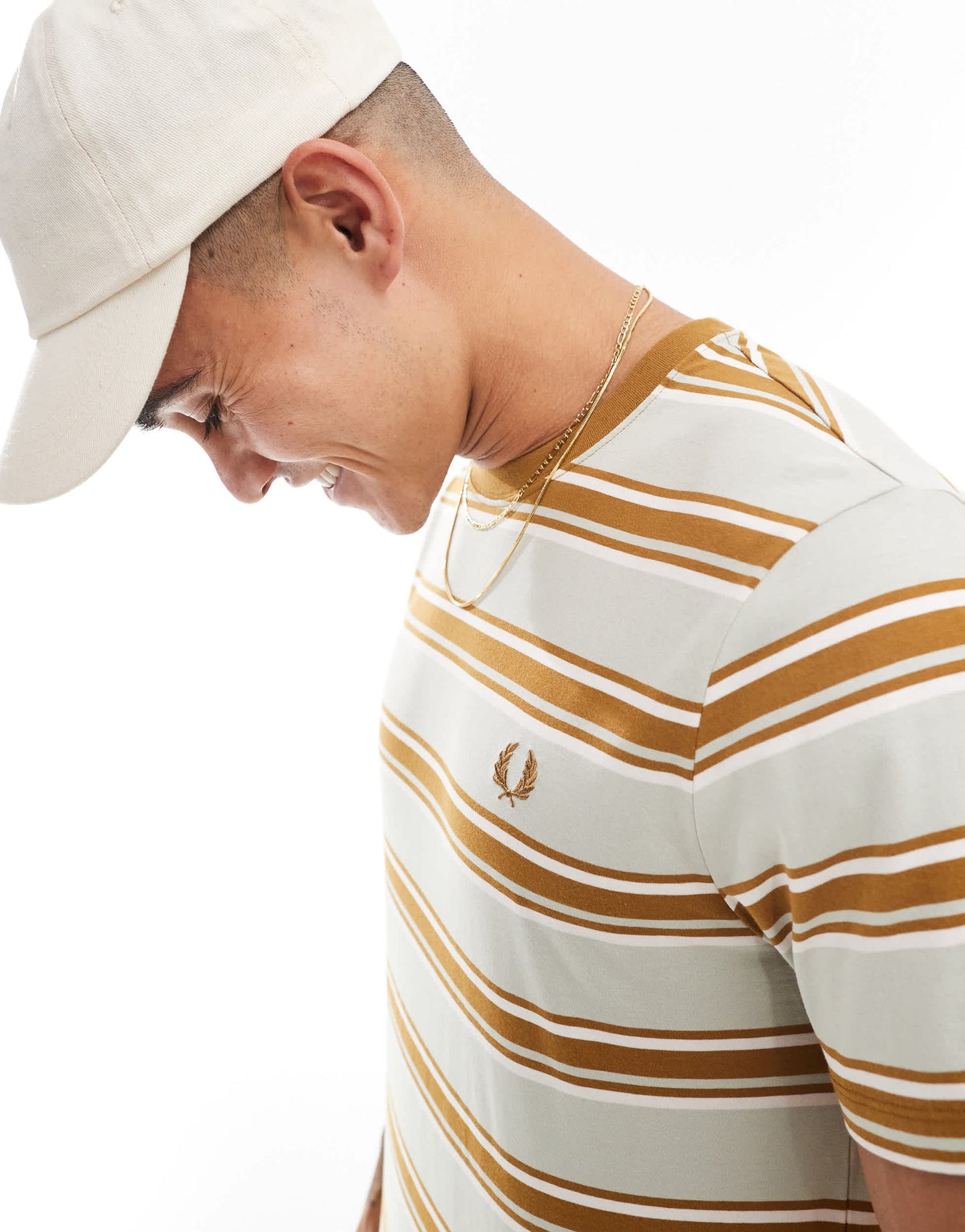 Fred Perry stripe t-shirt in peach and orange