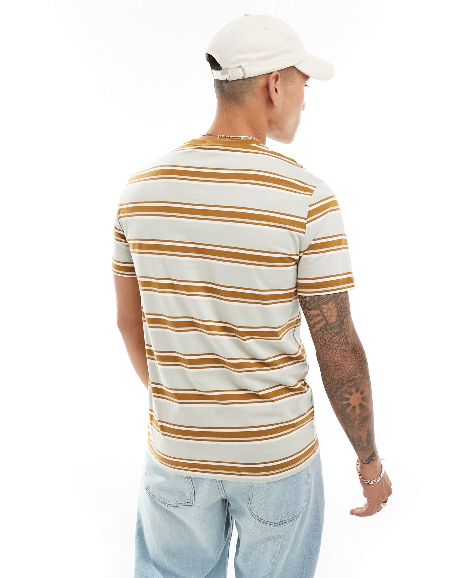 Fred Perry stripe t-shirt in peach and orange