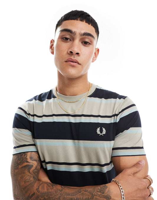 Fred Perry bold stripe t-shirt in navy and grey