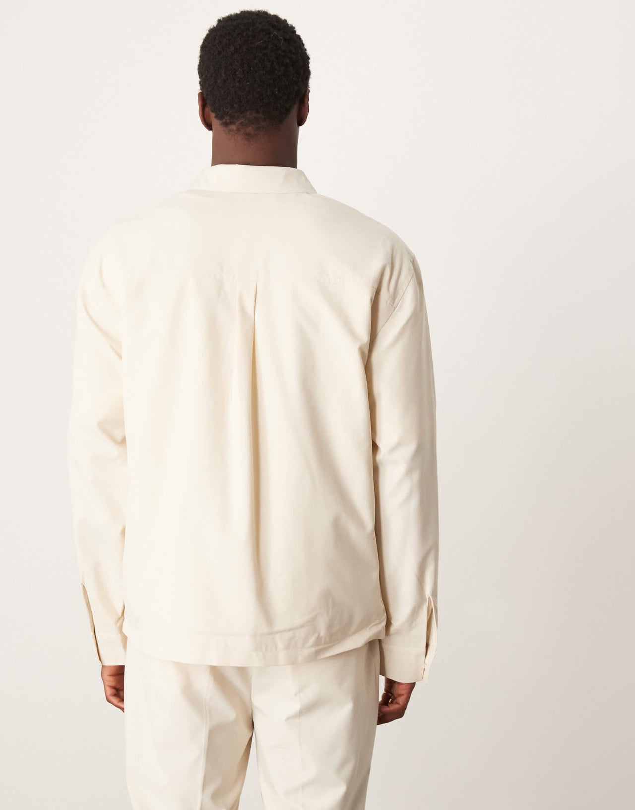 ASOS DESIGN smart co-ord zip through shirt jacket in cream