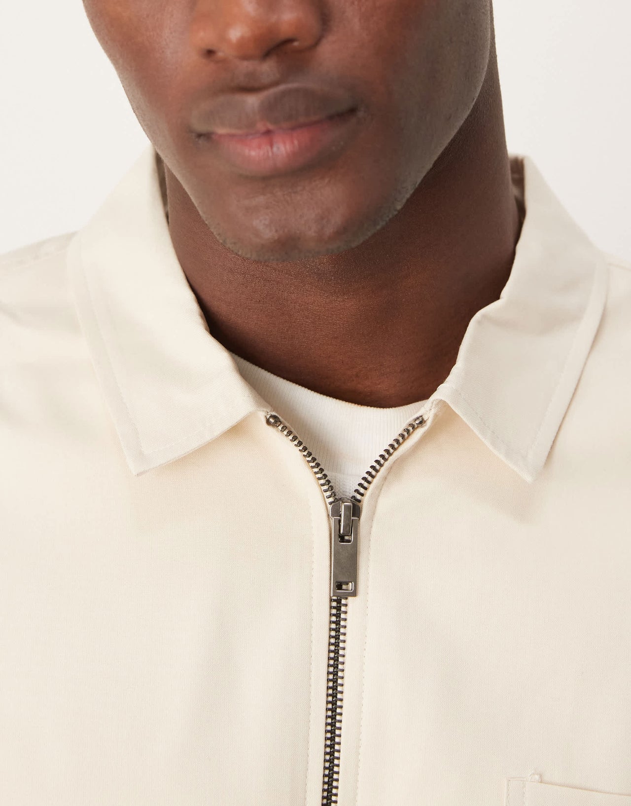 ASOS DESIGN smart co-ord zip through shirt jacket in cream