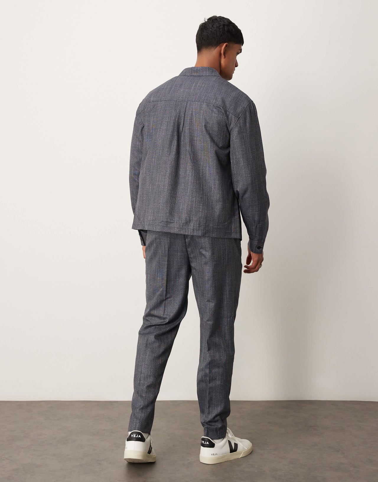 ASOS DESIGN smart co-ord tapered trousers in navy with elasticated waist