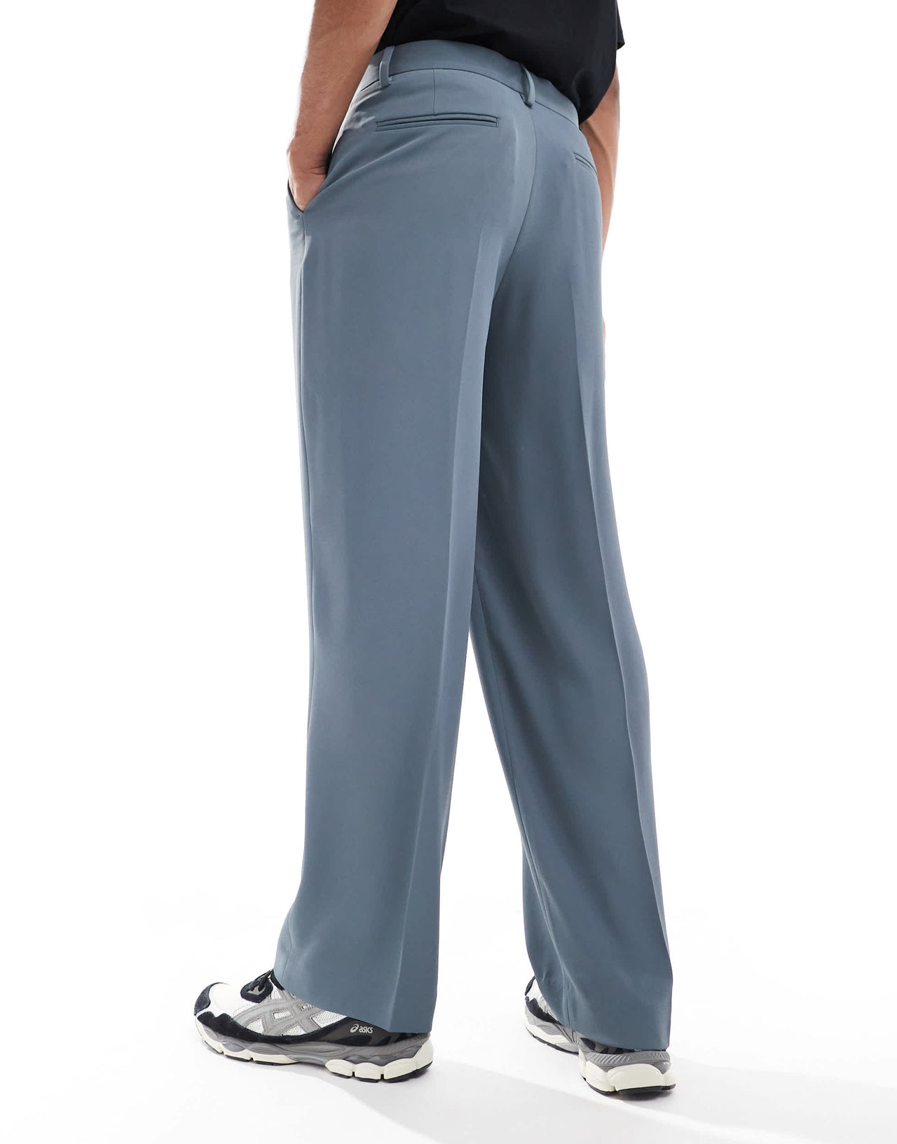 ASOS DESIGN wide leg suit trouser in blue