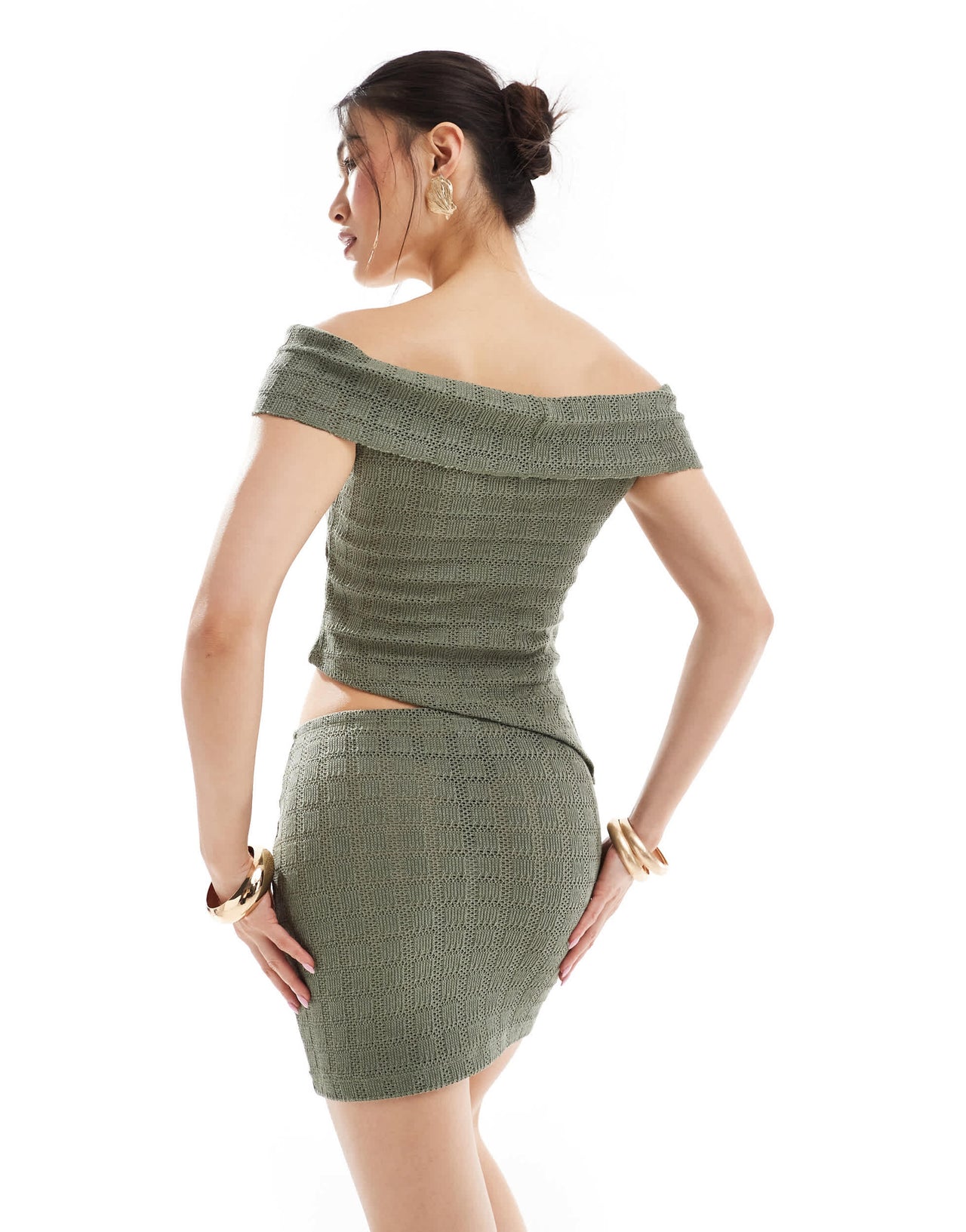 ASOS DESIGN co-ord textured mini skirt khaki