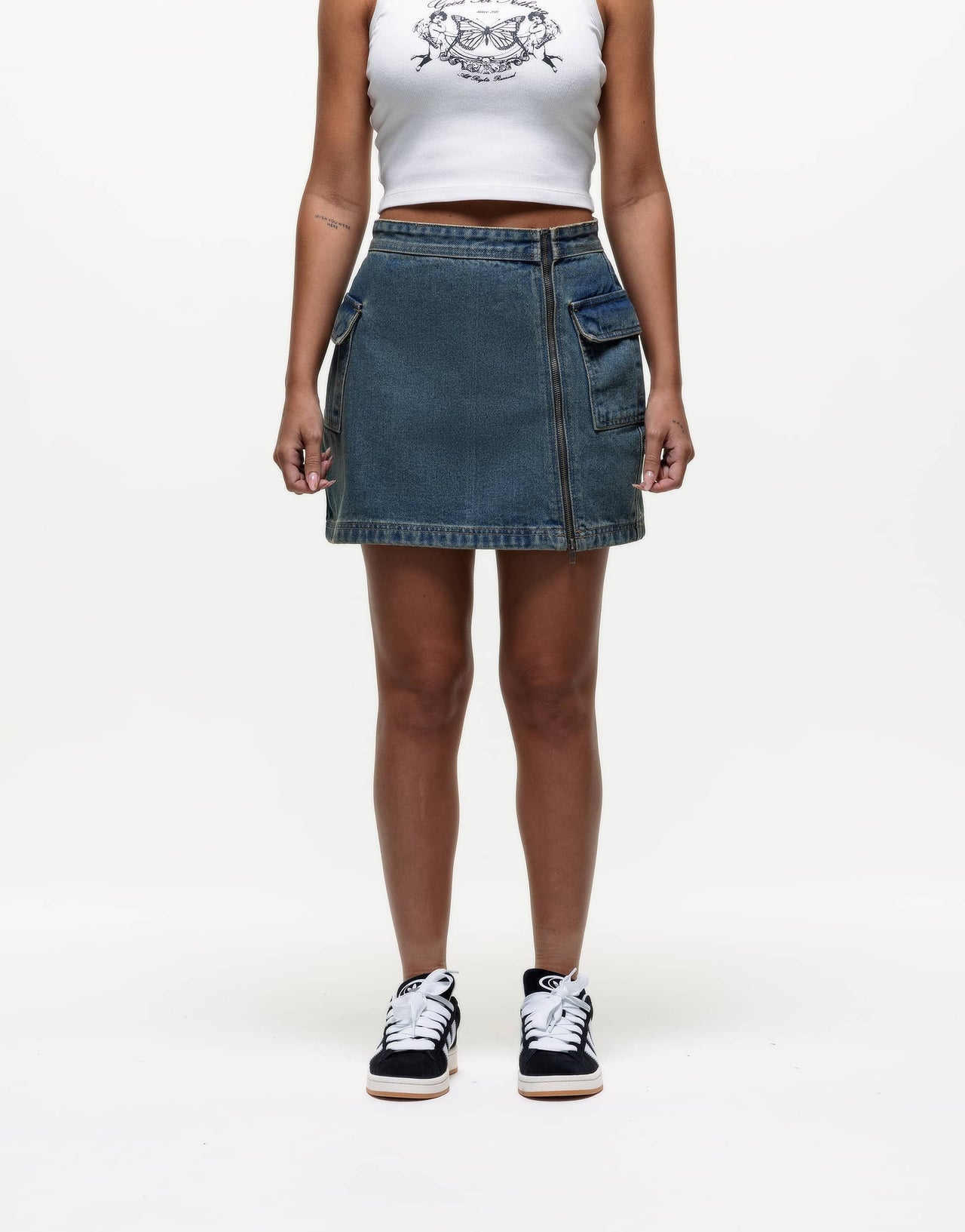 Good For Nothing denim mini skirt in blue wash