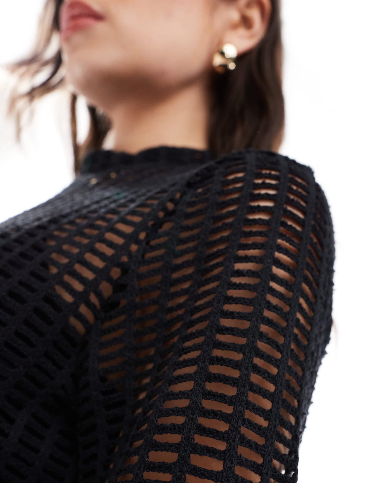 ASOS DESIGN open stitch t-shirt mini dress in black