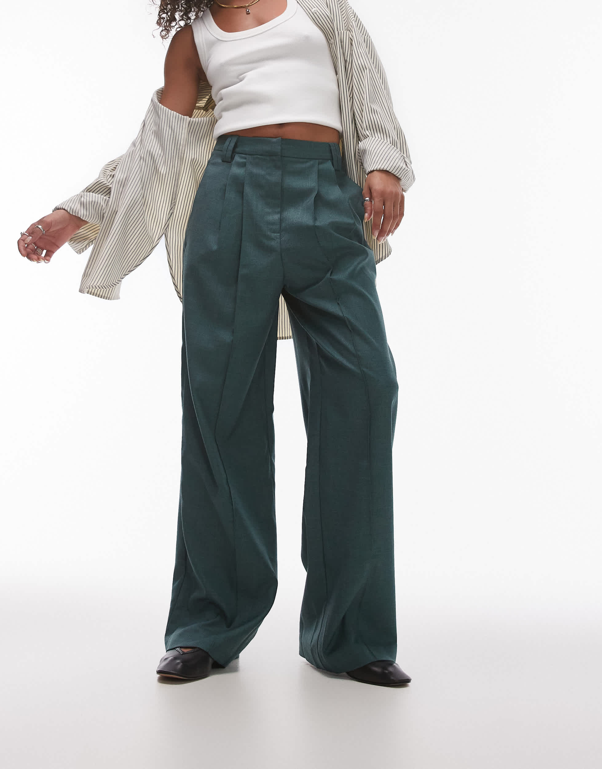 Topshop co ord trouser in green MGREEN