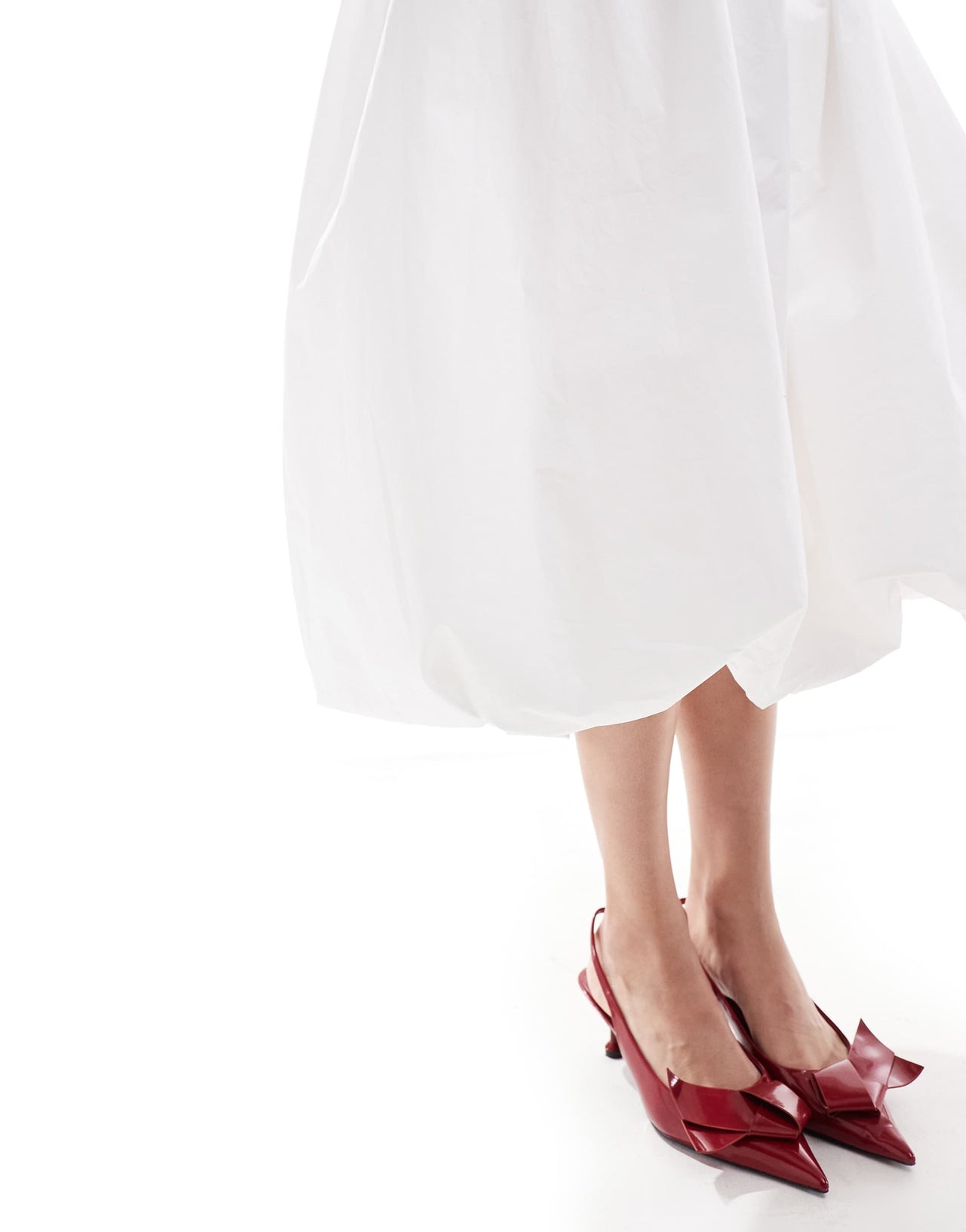 Urban Revivo bubble hem midi dress in white