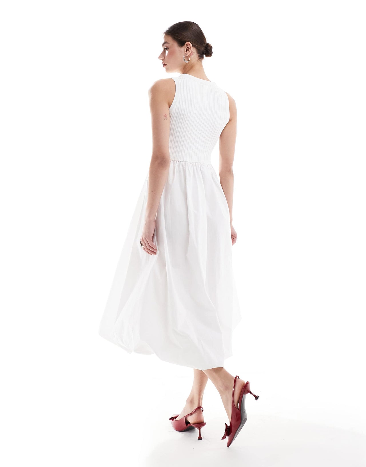 Urban Revivo bubble hem midi dress in white